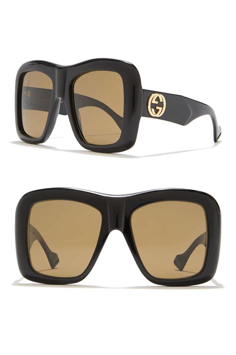 gucci black rectangle frame black sunglasses|Gucci unisex fashion 54mm sunglasses.